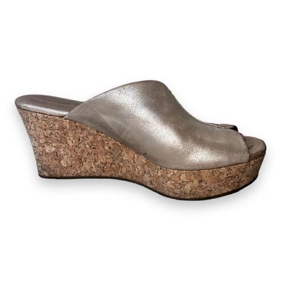 UGG Australia Dominique Peep Toe Gold Cork Wedge 1005109 Women's 7 - Picture 7 of 11